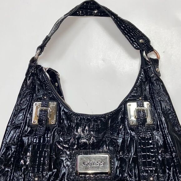 Vintage Guess Est 1981 Black Shoulder Women Bag - Picture 7 of 16